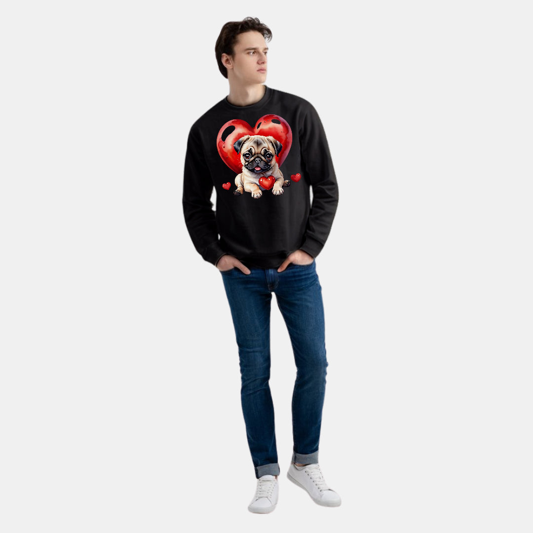Perfect Gift for Dog Lovers – Cute Puppy with Hearts Print Sweat Shirt