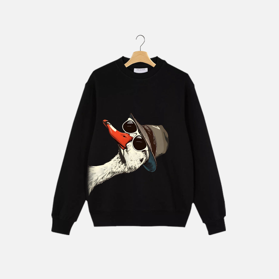 Cool Duck With Glasses and Cap Tee Sweat Shirt