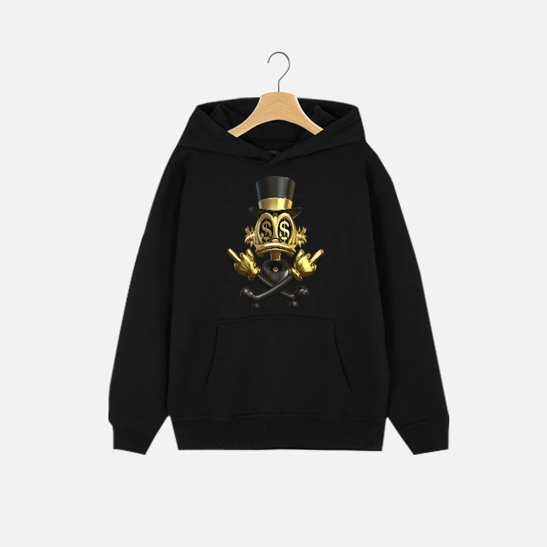 Duck with Dollar Eyes and Middle Fingers Design Hoodie