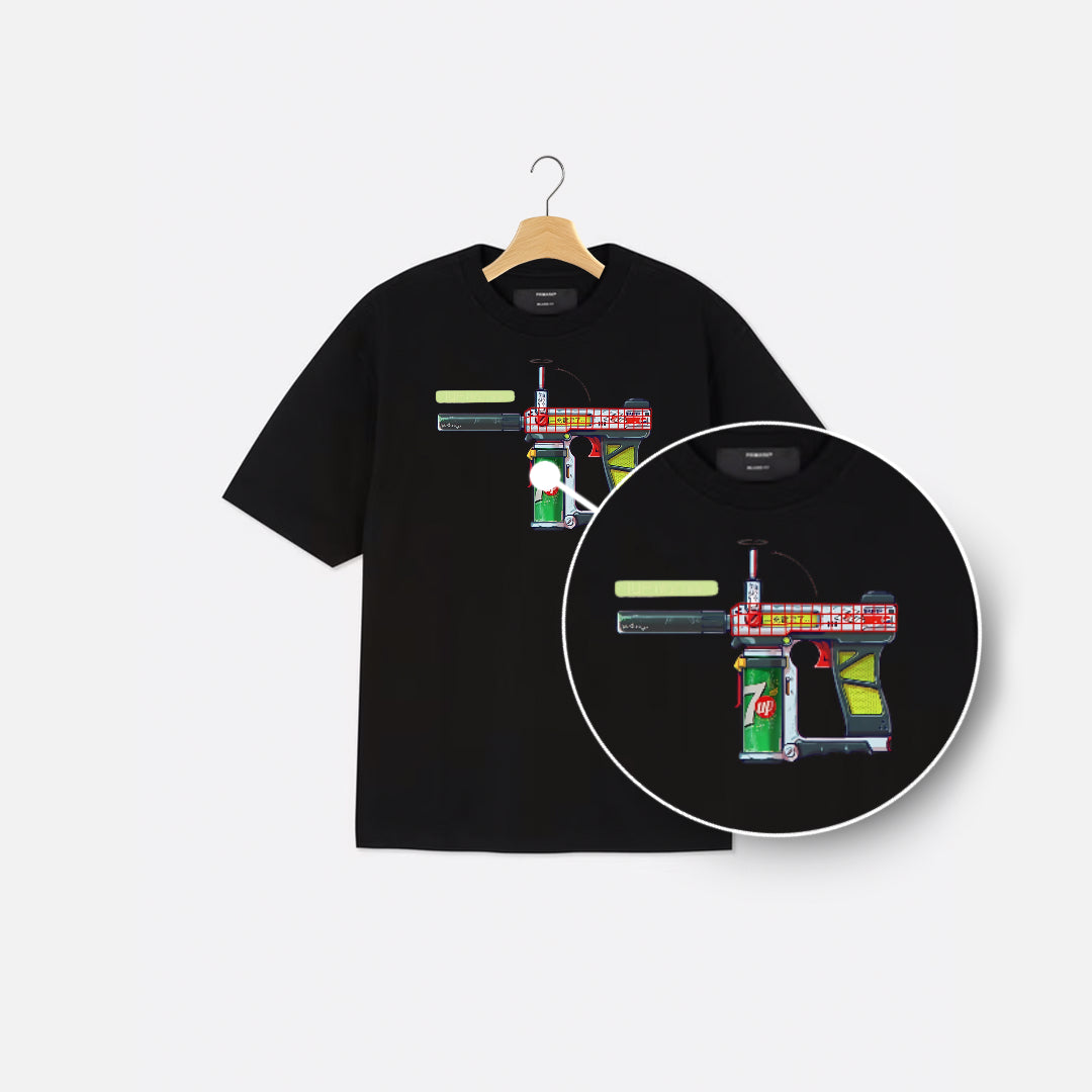 Gun with 7up Can Artwork Tees T-Shirt