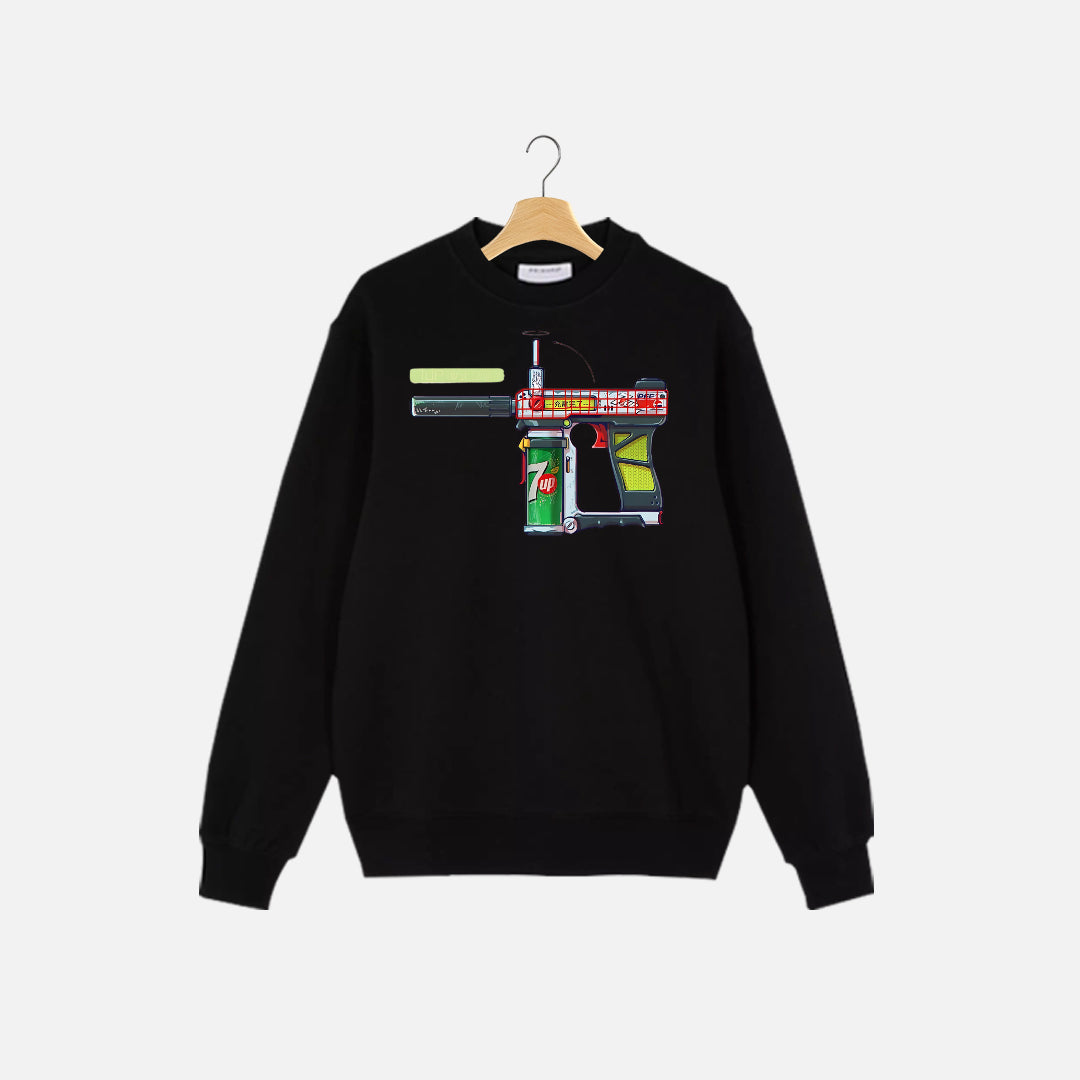 Gun with 7up Can Artwork Tees Sweat Shirt