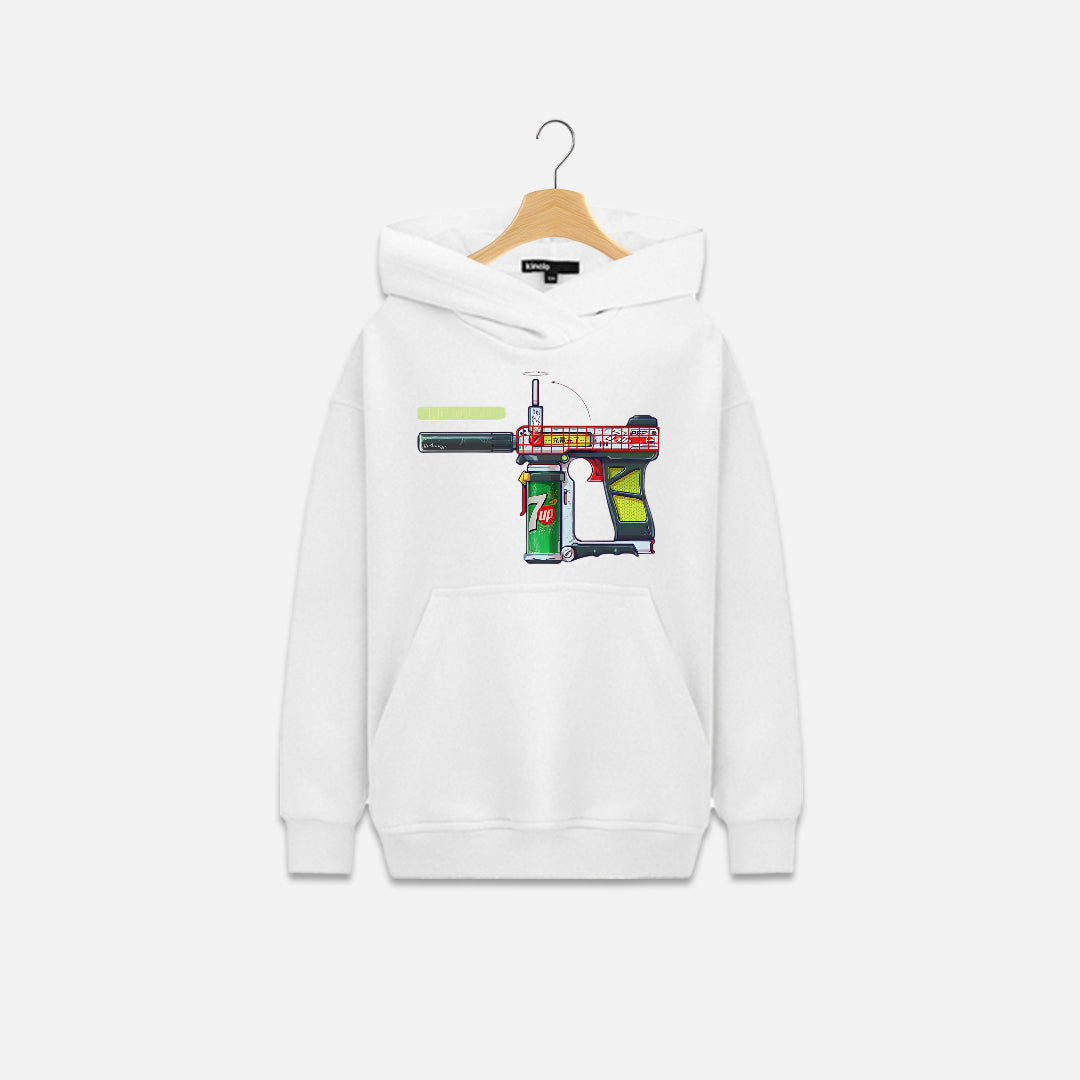 Gun with 7up Can Artwork Tees Hoodie