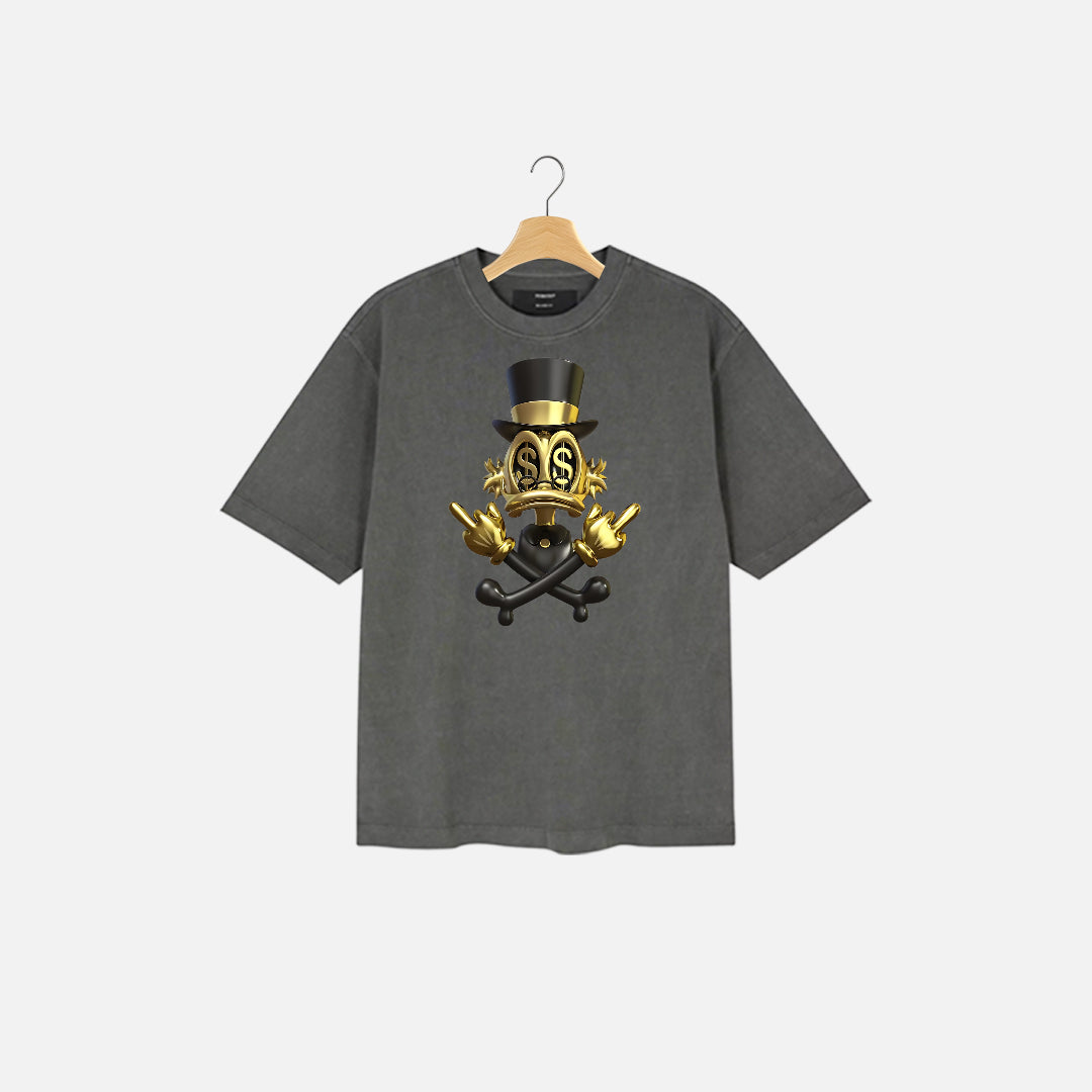 Duck with Dollar Eyes and Middle Fingers Design T-Shirt