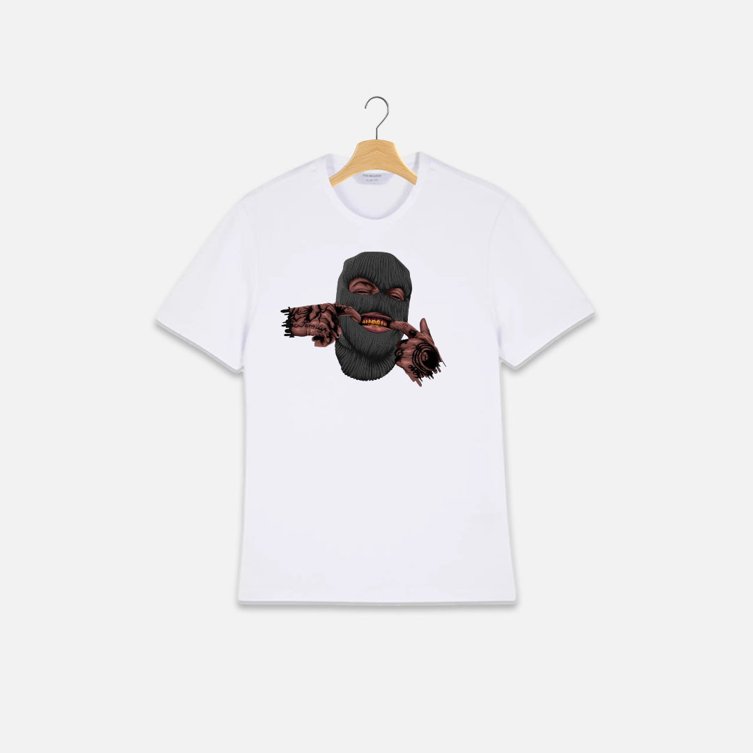 Rap Style Two Fingers Graphic T-Shirt