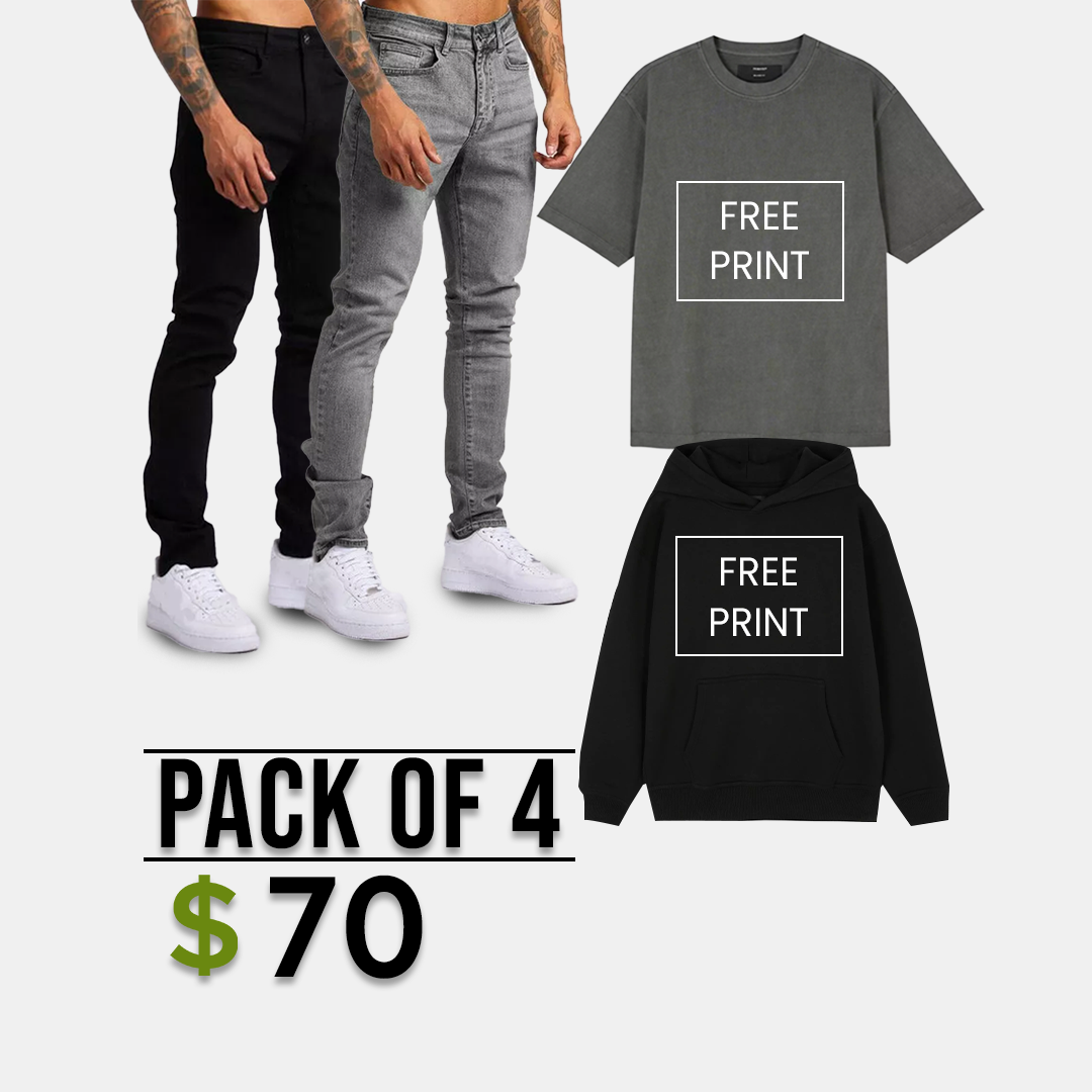 4-in-1 Value Pack – 2 Pants, 1 T-shirt, 1 Hoodie & a Freebie T-shirt