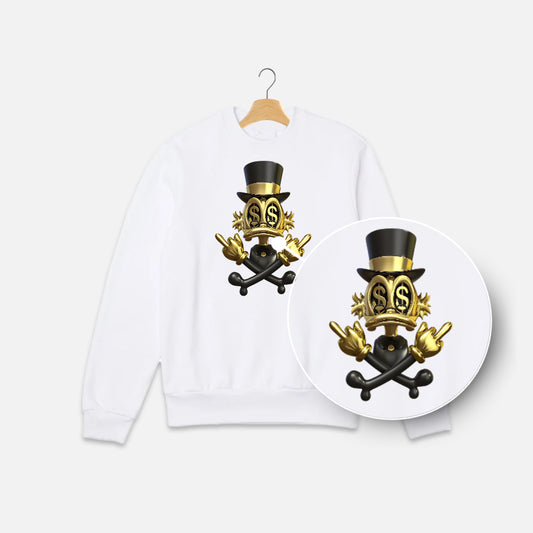 Duck with Dollar Eyes and Middle Fingers Design Sweat Shirt