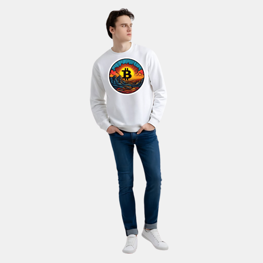 Crypto and Nature Design Clothing with Bitcoin Sun Logo Sweat Shirt