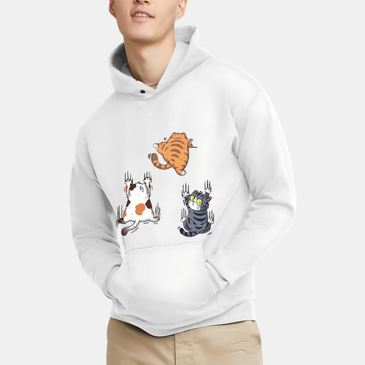 Three Cats Climbing Wall Graphic Tee Hoodie