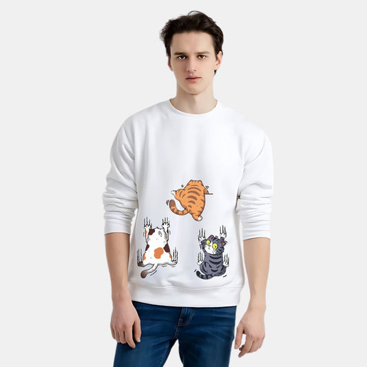 Three Cats Climbing Wall Graphic Tee Sweat Shirt