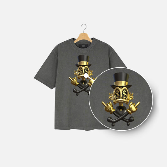 Duck with Dollar Eyes and Middle Fingers Design T-Shirt