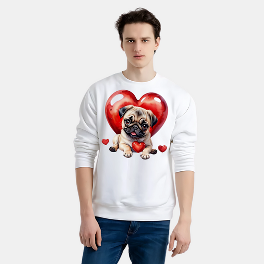 Perfect Gift for Dog Lovers – Cute Puppy with Hearts Print Sweat Shirt