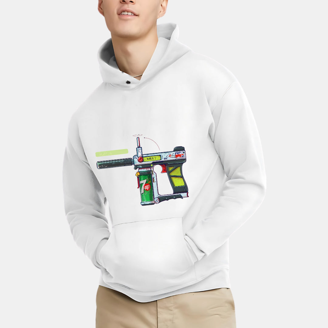 Gun with 7up Can Artwork Tees Hoodie