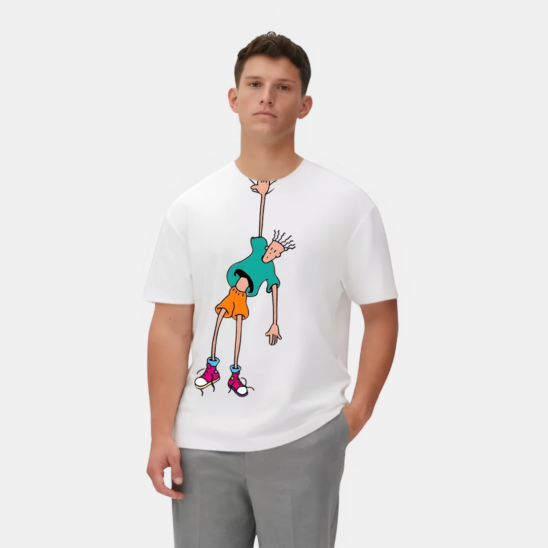 Funny Falling Man Graphic Tee T-Shirt