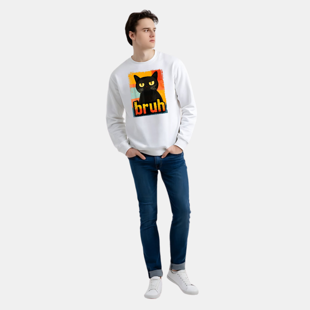 Bruh Title Meets Shadow Cat Charm Sweat Shirt