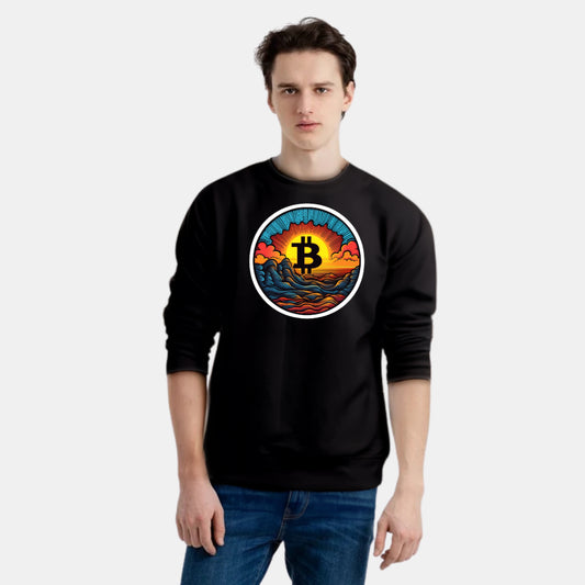 Crypto and Nature Design Clothing with Bitcoin Sun Logo Sweat Shirt