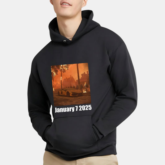 Los Angeles Fire And Burned Lamborghini Visuals Hoodie