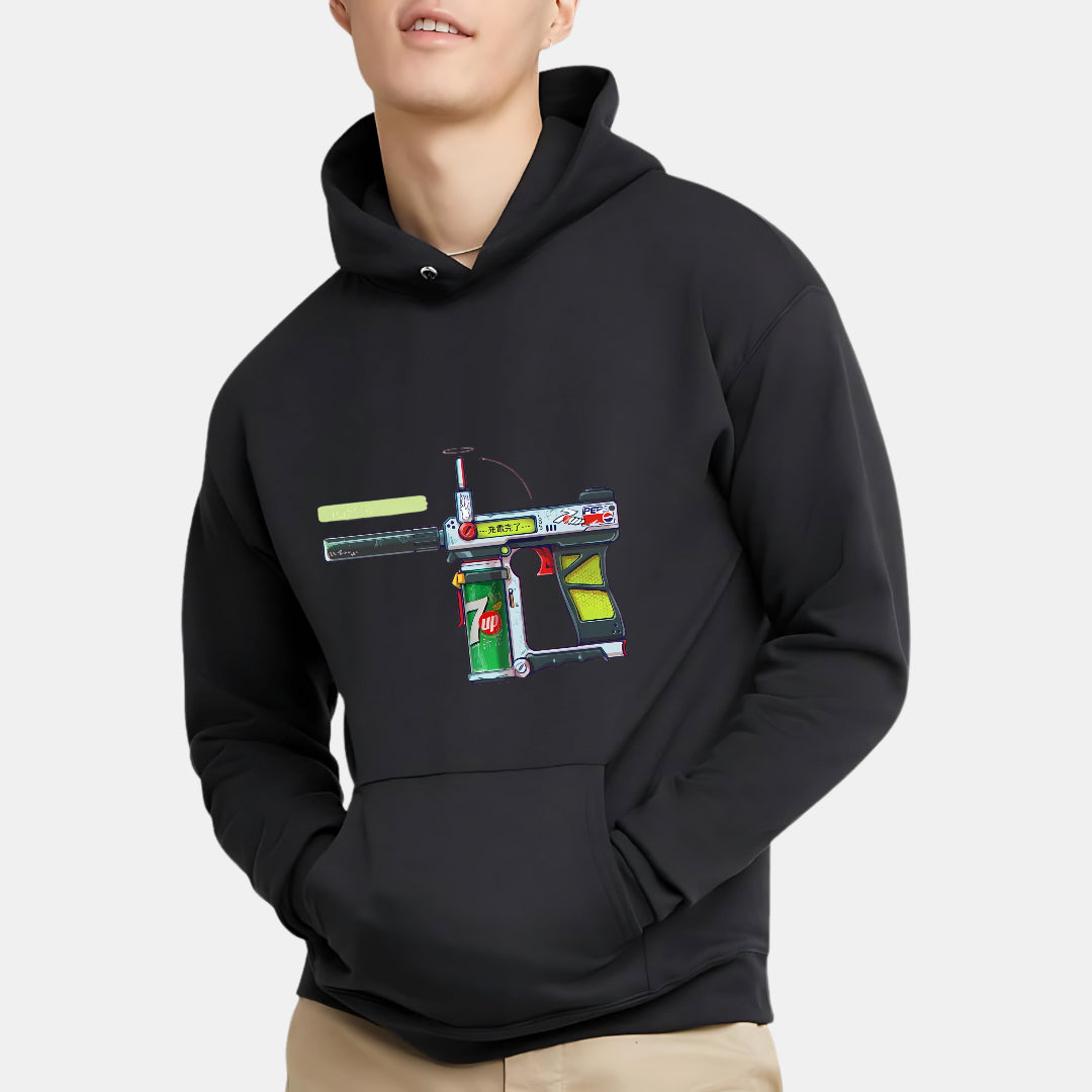 Gun with 7up Can Artwork Tees Hoodie