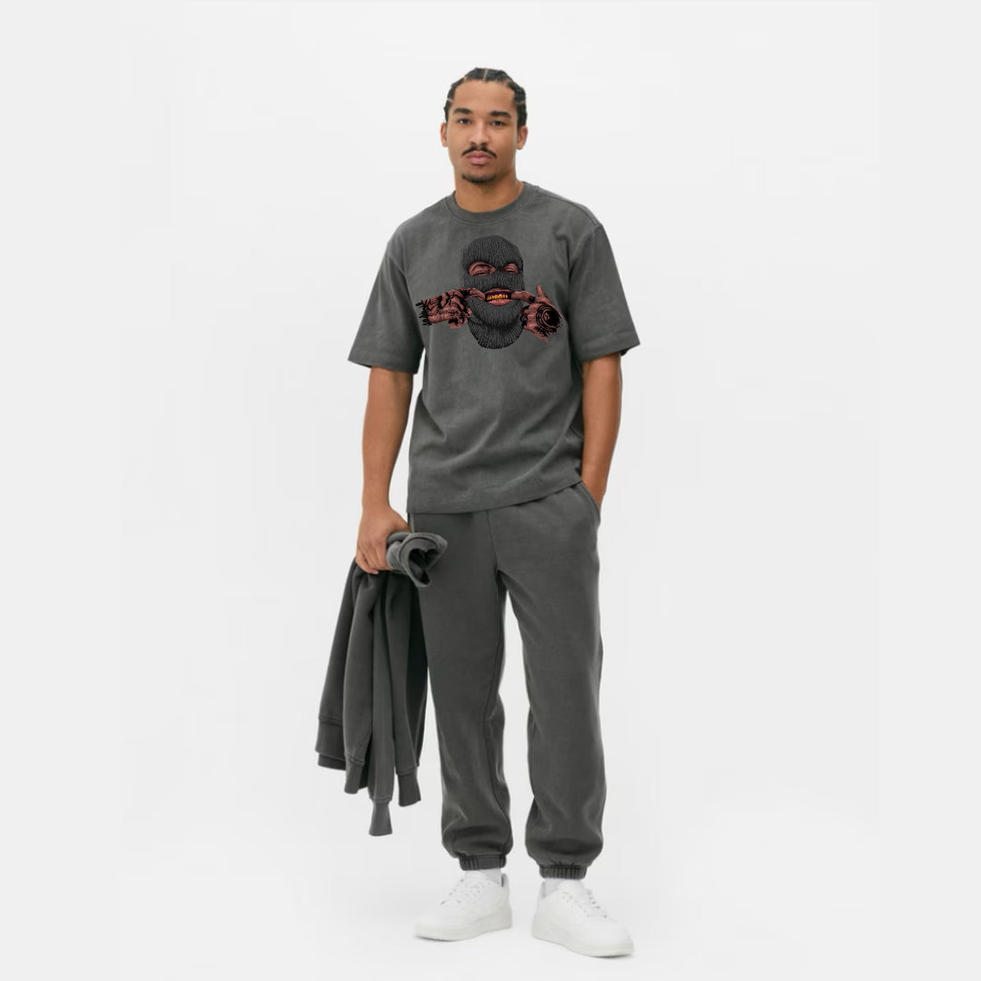 Rap Style Two Fingers Graphic T-Shirt
