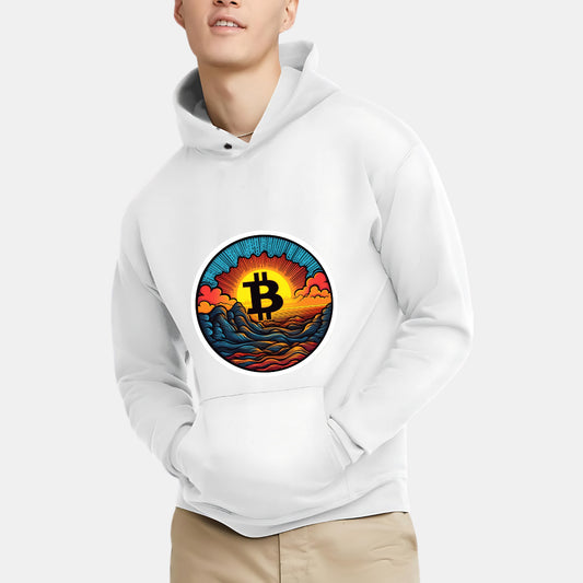 Crypto and Nature Design Clothing with Bitcoin Sun Logo Hoodie