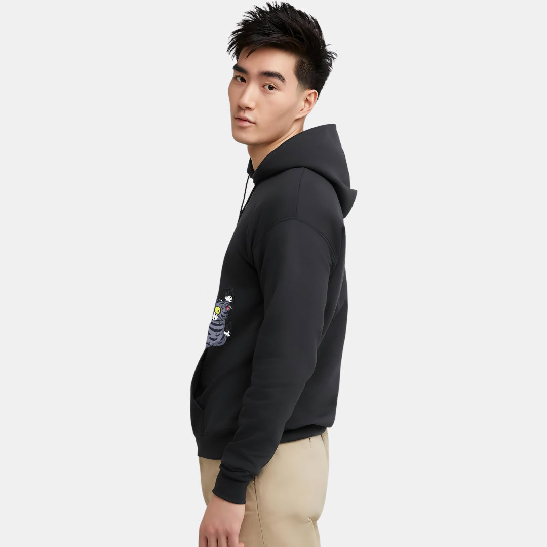 Three Cats Climbing Wall Graphic Tee Hoodie