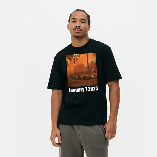 Los Angeles Fire and Burned Lamborghini Visuals T-Shirt