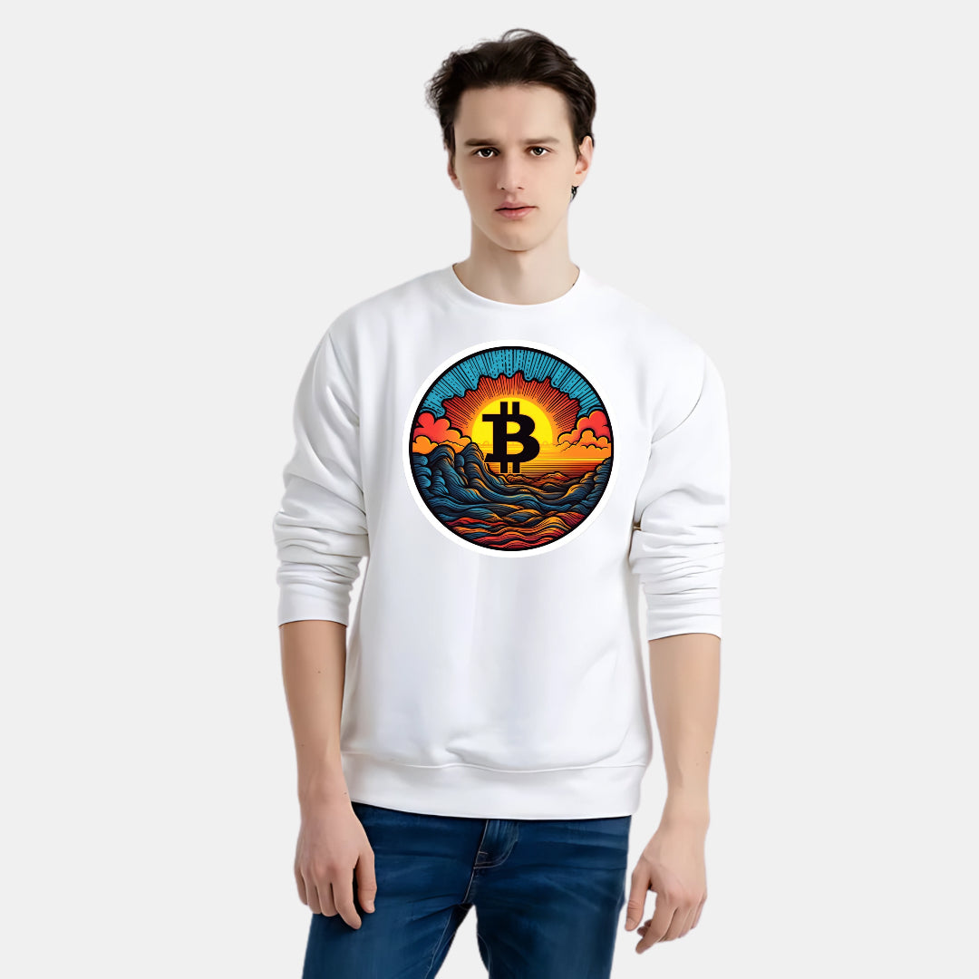 Crypto and Nature Design Clothing with Bitcoin Sun Logo Sweat Shirt