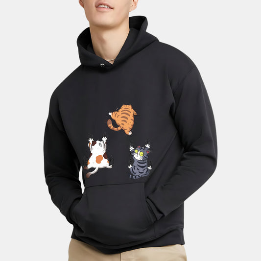 Three Cats Climbing Wall Graphic Tee Hoodie