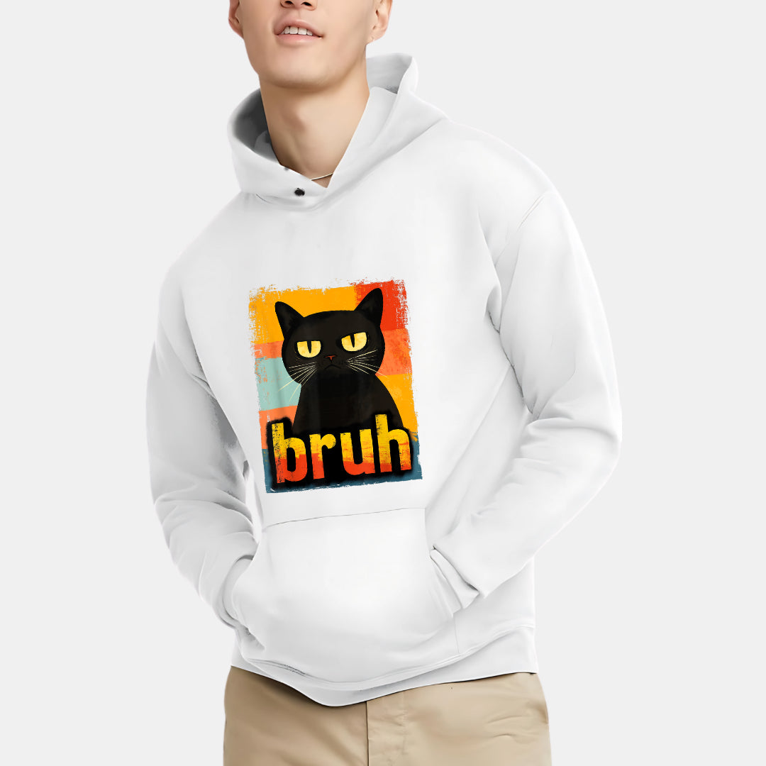 Bruh Title Meets Shadow Cat Charm Hoodie