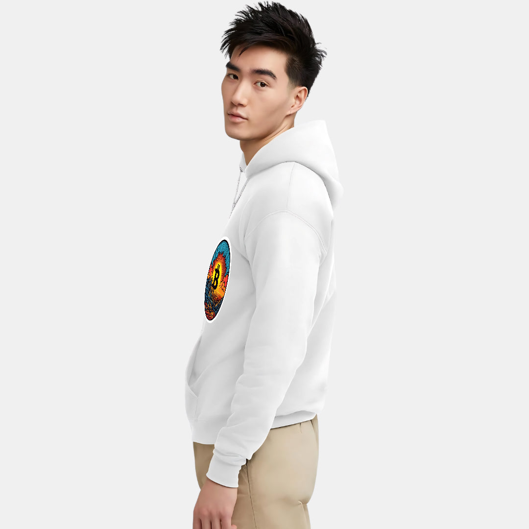 Crypto and Nature Design Clothing with Bitcoin Sun Logo Hoodie