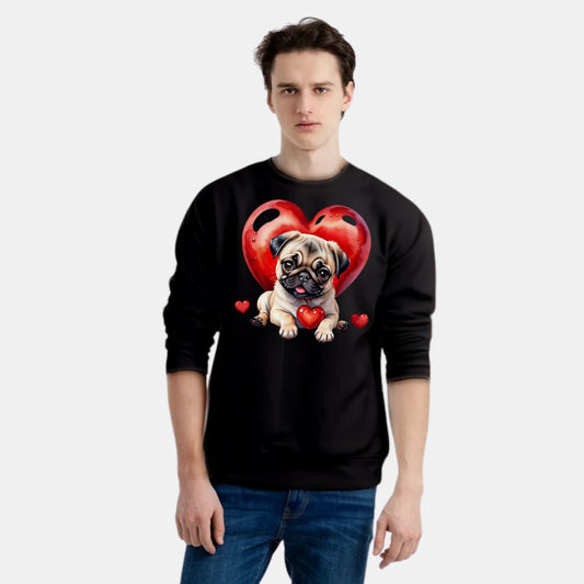 Perfect Gift for Dog Lovers – Cute Puppy with Hearts Print Sweat Shirt