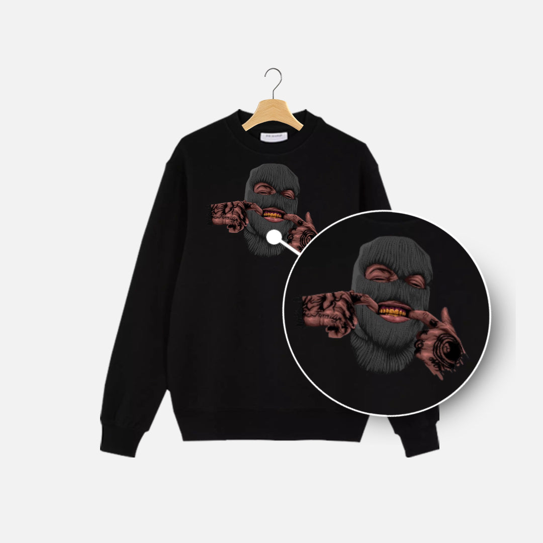 Rap Style Two Fingers Graphic Sweat Shirt