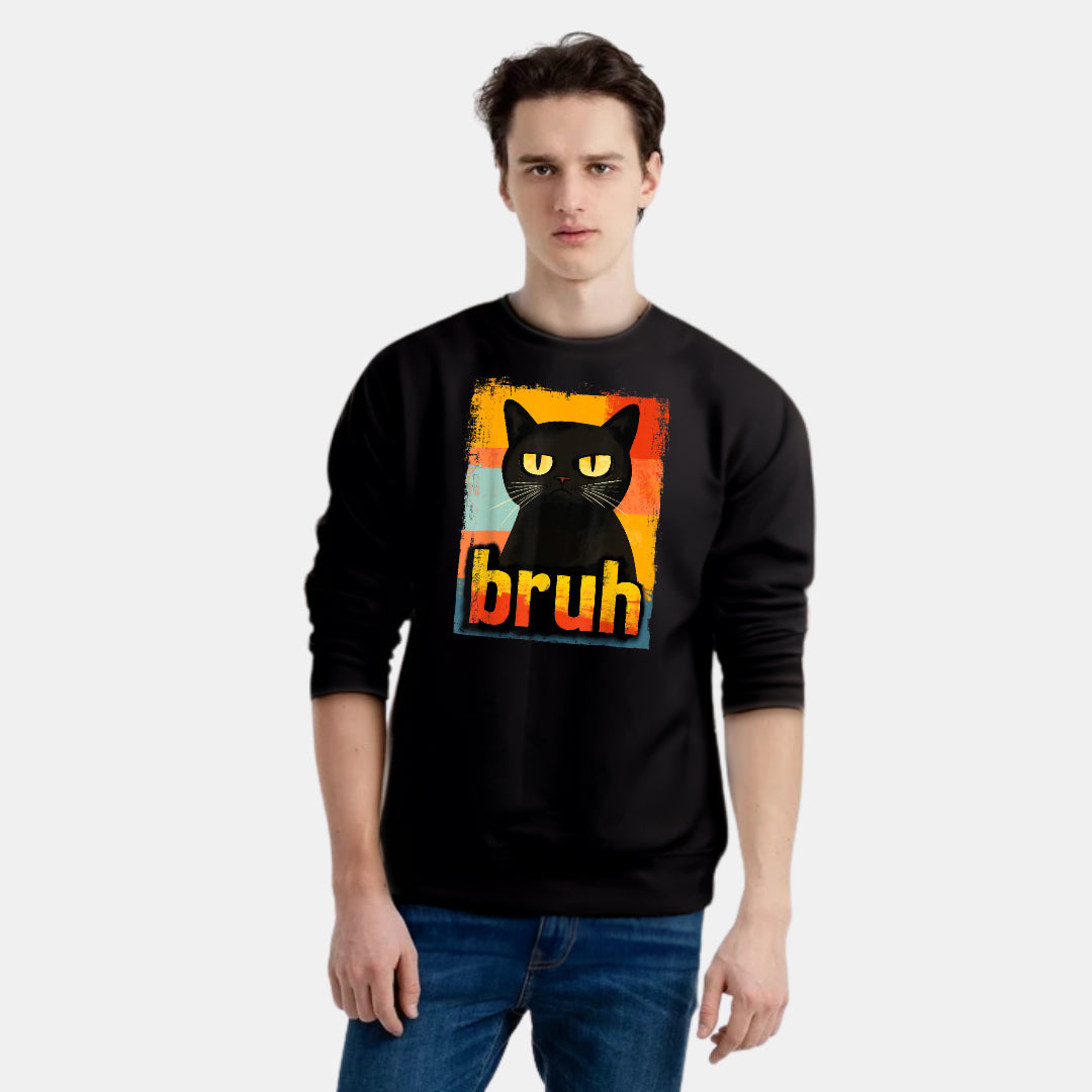 Bruh Title Meets Shadow Cat Charm Sweat Shirt