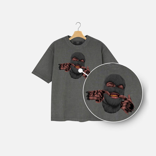 Rap Style Two Fingers Graphic T-Shirt