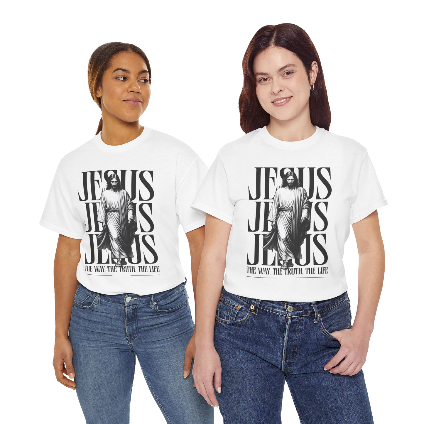 Jesus "The Way, The Truth, The Life" Oversized Graphic Tee | Christian Faith T-Shirt | Unisex Heavy Cotton