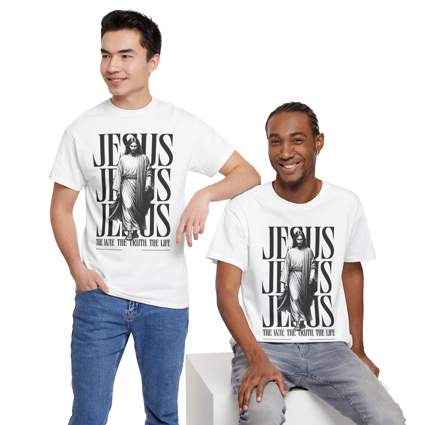 Jesus "The Way, The Truth, The Life" Oversized Graphic Tee | Christian Faith T-Shirt | Unisex Heavy Cotton