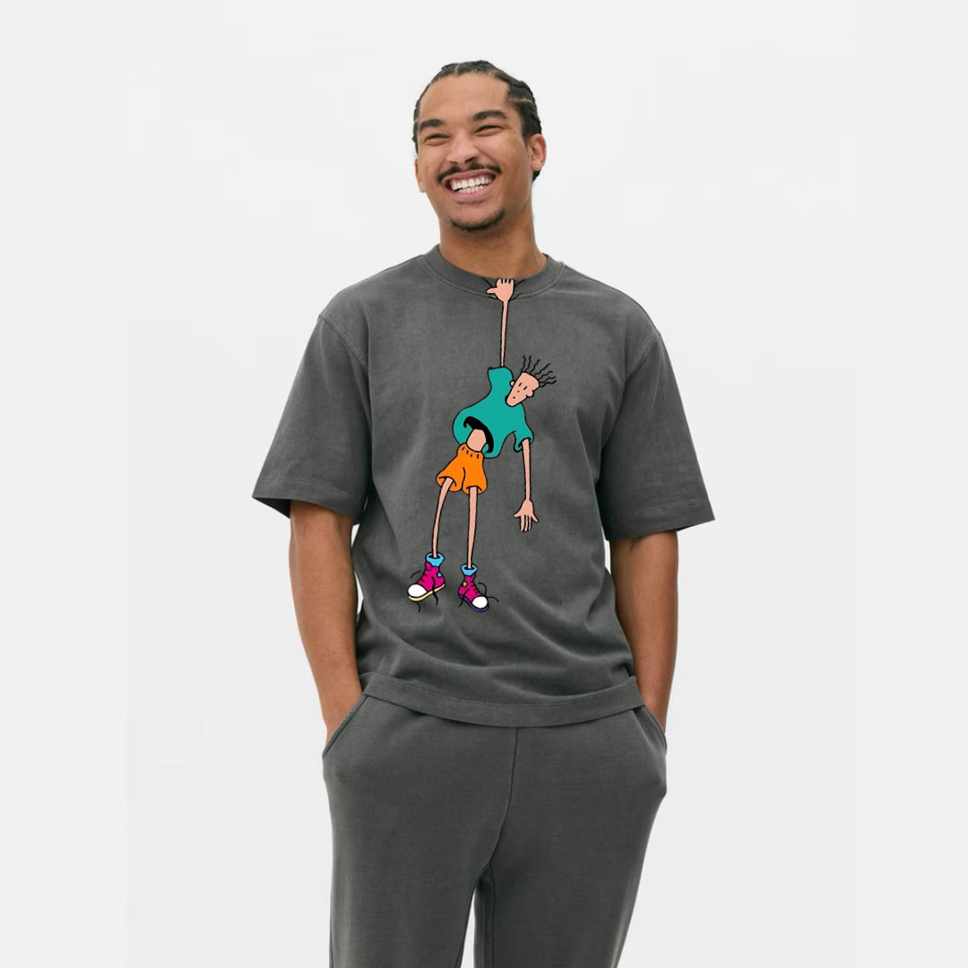 Funny Falling Man Graphic Tee T-Shirt