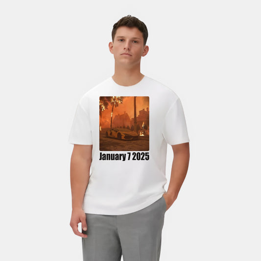 Los Angeles Fire and Burned Lamborghini Visuals T-Shirt