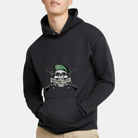 Skeleton Face with Rifles Graphic Hoodie