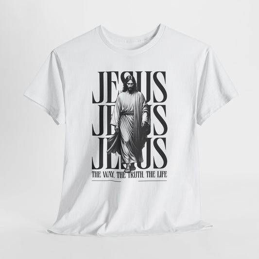 Jesus "The Way, The Truth, The Life" Oversized Graphic Tee | Christian Faith T-Shirt | Unisex Heavy Cotton