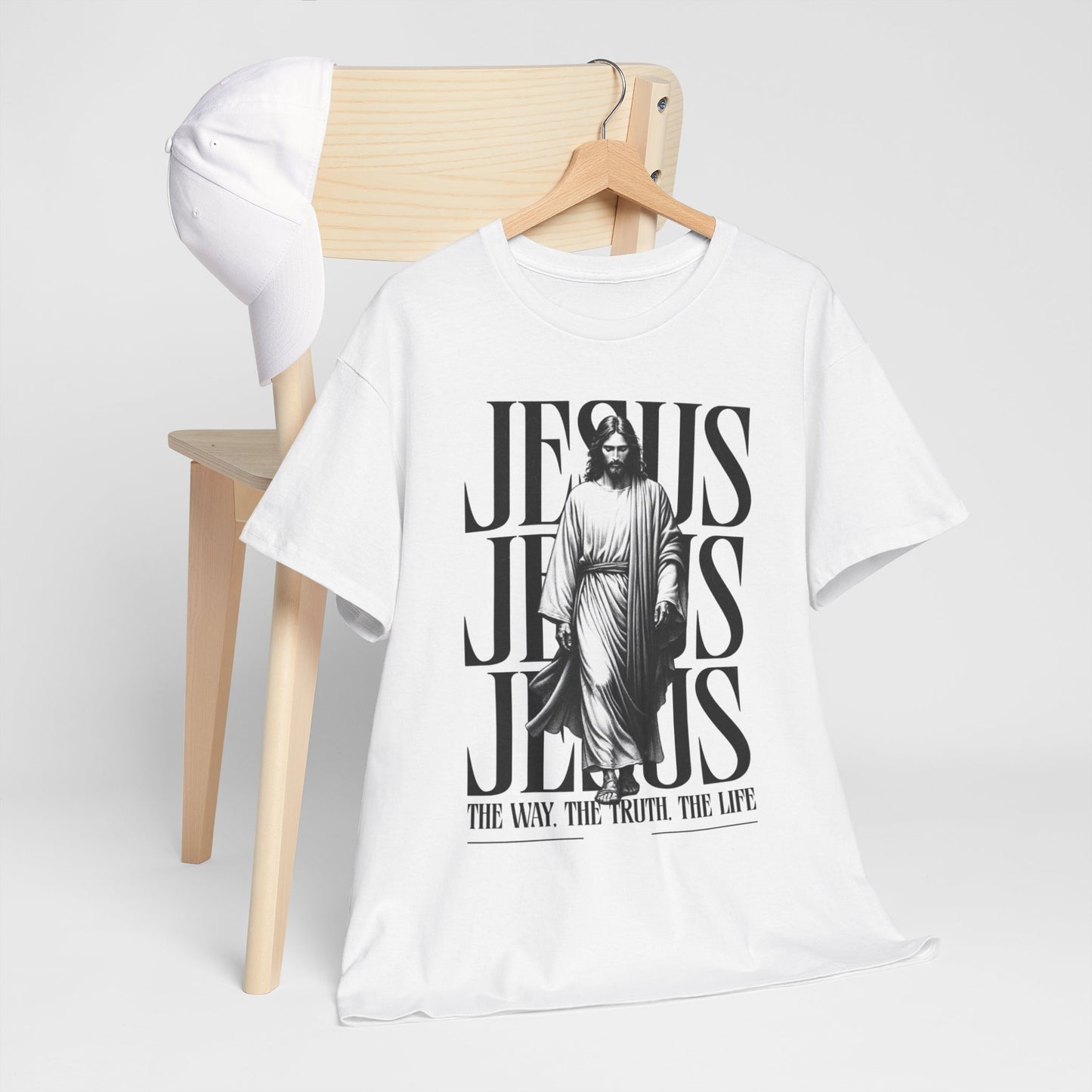 Jesus "The Way, The Truth, The Life" Oversized Graphic Tee | Christian Faith T-Shirt | Unisex Heavy Cotton