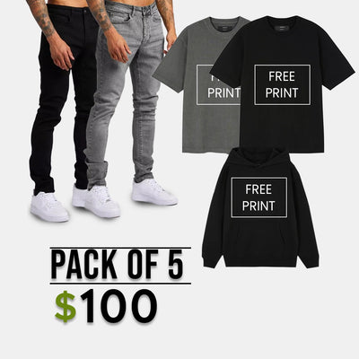 5-in-1 Value Pack – 2 Pants, 2 T-shirts, 1 Hoodie & a Freebie T-shirt