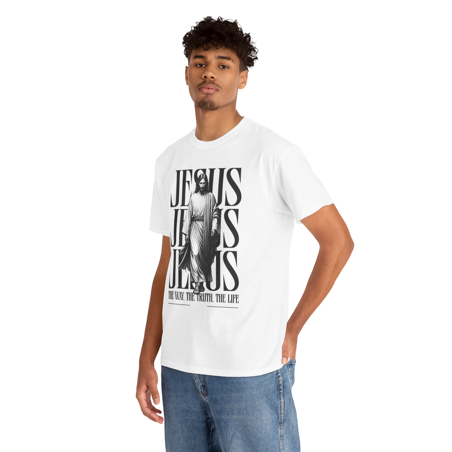 Jesus "The Way, The Truth, The Life" Oversized Graphic Tee | Christian Faith T-Shirt | Unisex Heavy Cotton