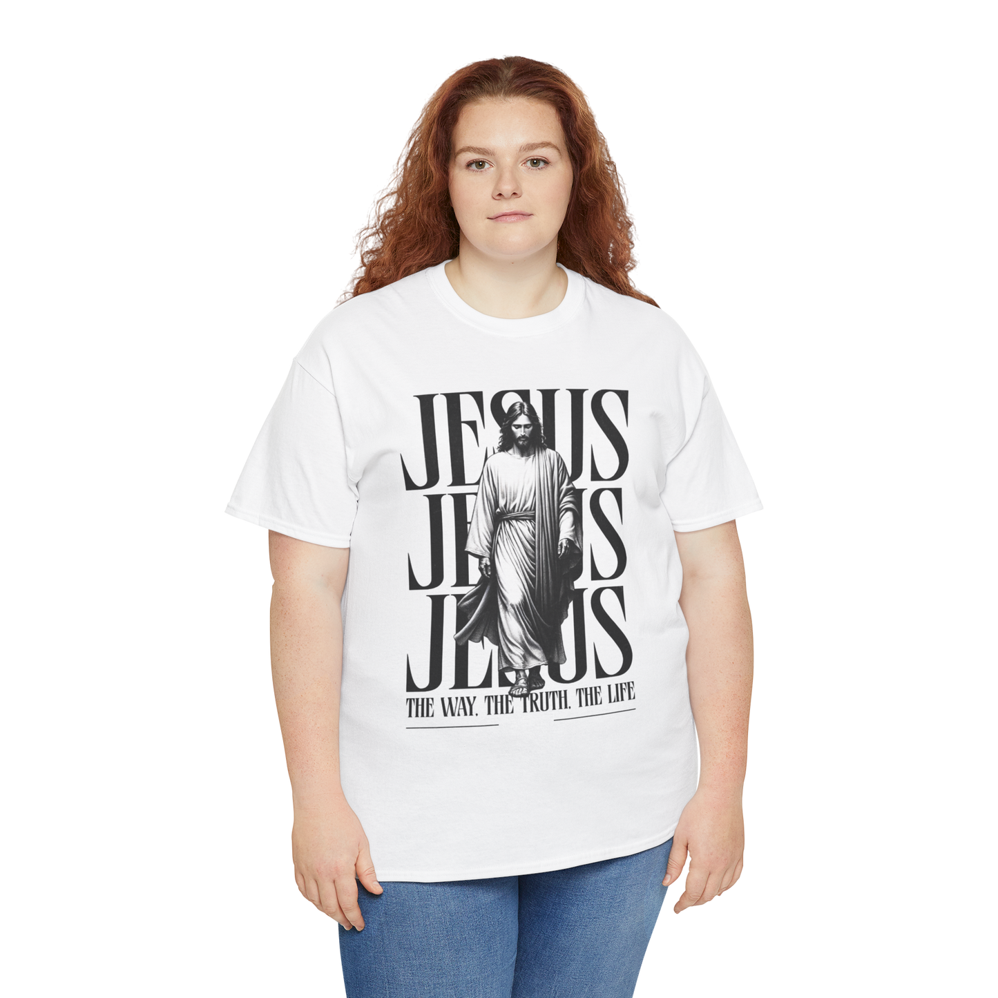 Jesus "The Way, The Truth, The Life" Oversized Graphic Tee | Christian Faith T-Shirt | Unisex Heavy Cotton