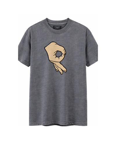 Trendy Hand Gesture Graphic T-Shirt – Minimal Streetwear Tee (Unisex Washed Grey)