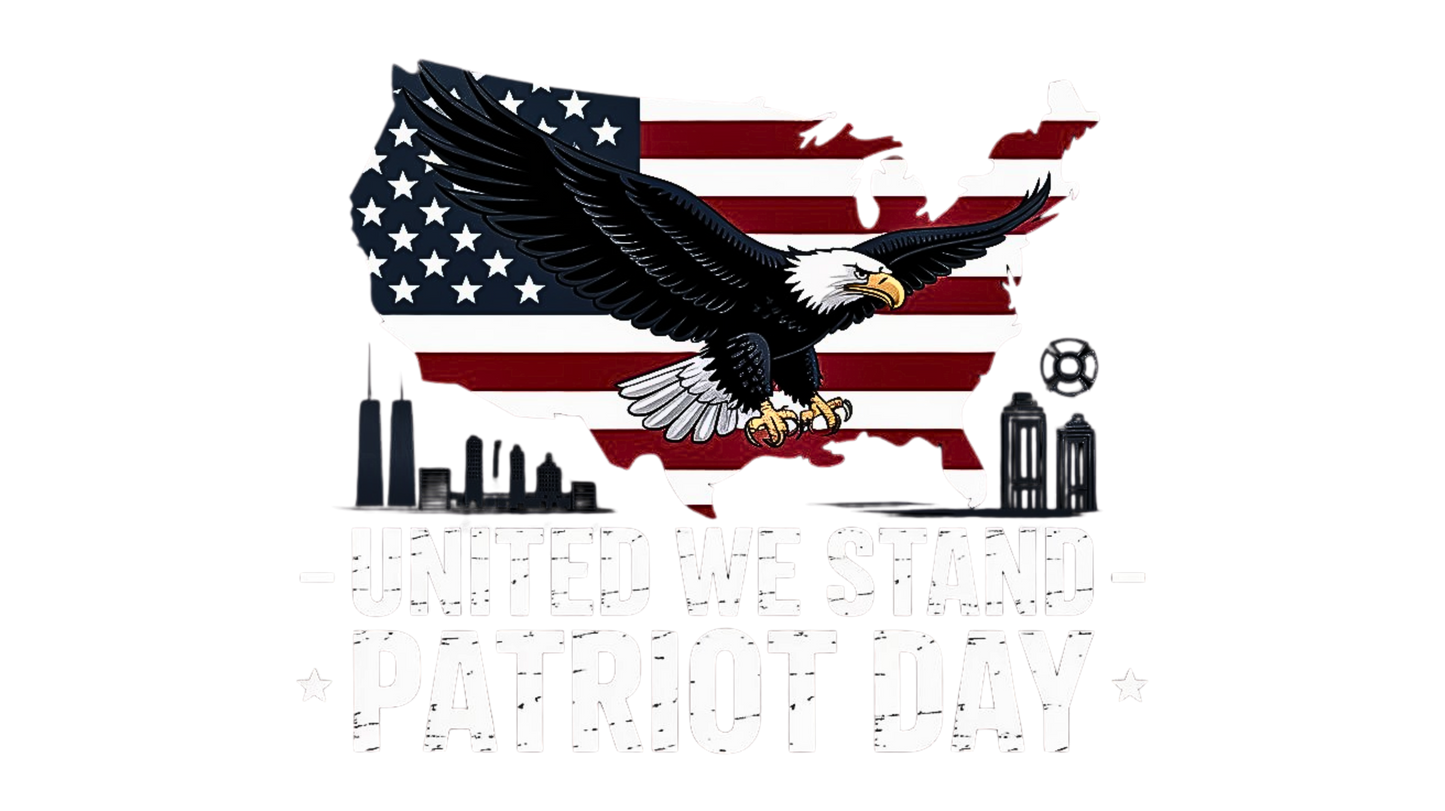 Patriot Day T-Shirt – United We Stand | American Flag Map & Eagle Design | 9/11 Tribute Shirt