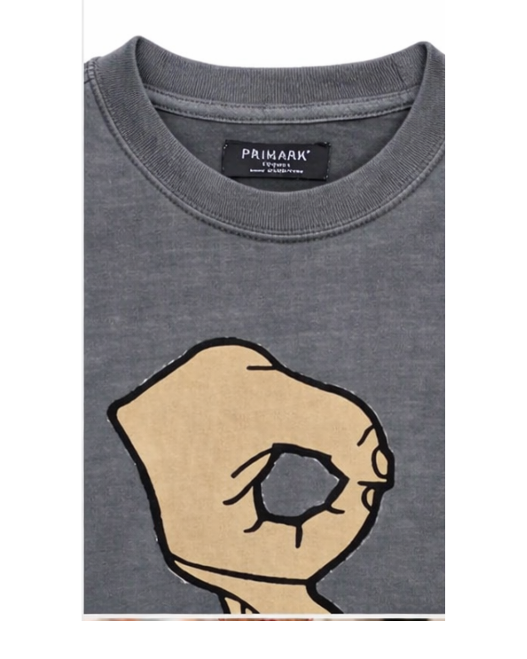 Trendy Hand Gesture Graphic T-Shirt – Minimal Streetwear Tee (Unisex Washed Grey)