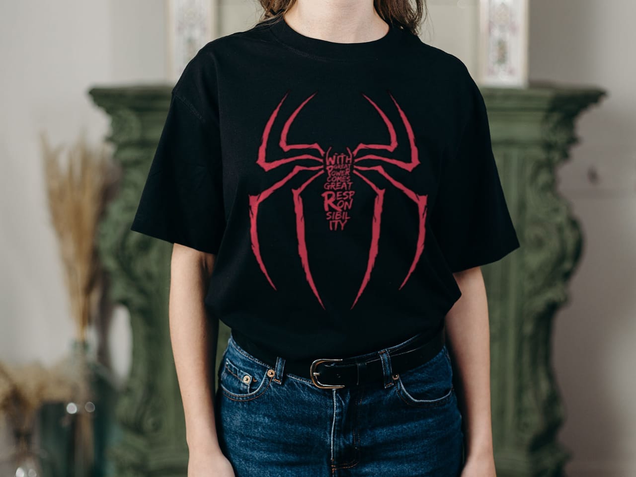Unisex Spider-Man Inspired T-Shirt – Marvel Hero Graphic Tee – “With Great Power Comes Great Responsibility” Quote