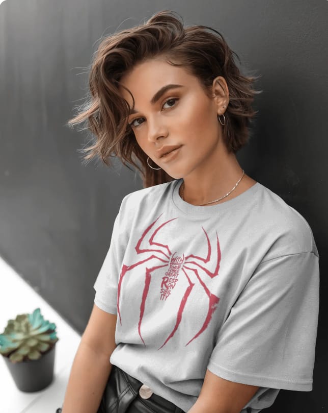 Unisex Spider-Man Inspired T-Shirt – Marvel Hero Graphic Tee – “With Great Power Comes Great Responsibility” Quote