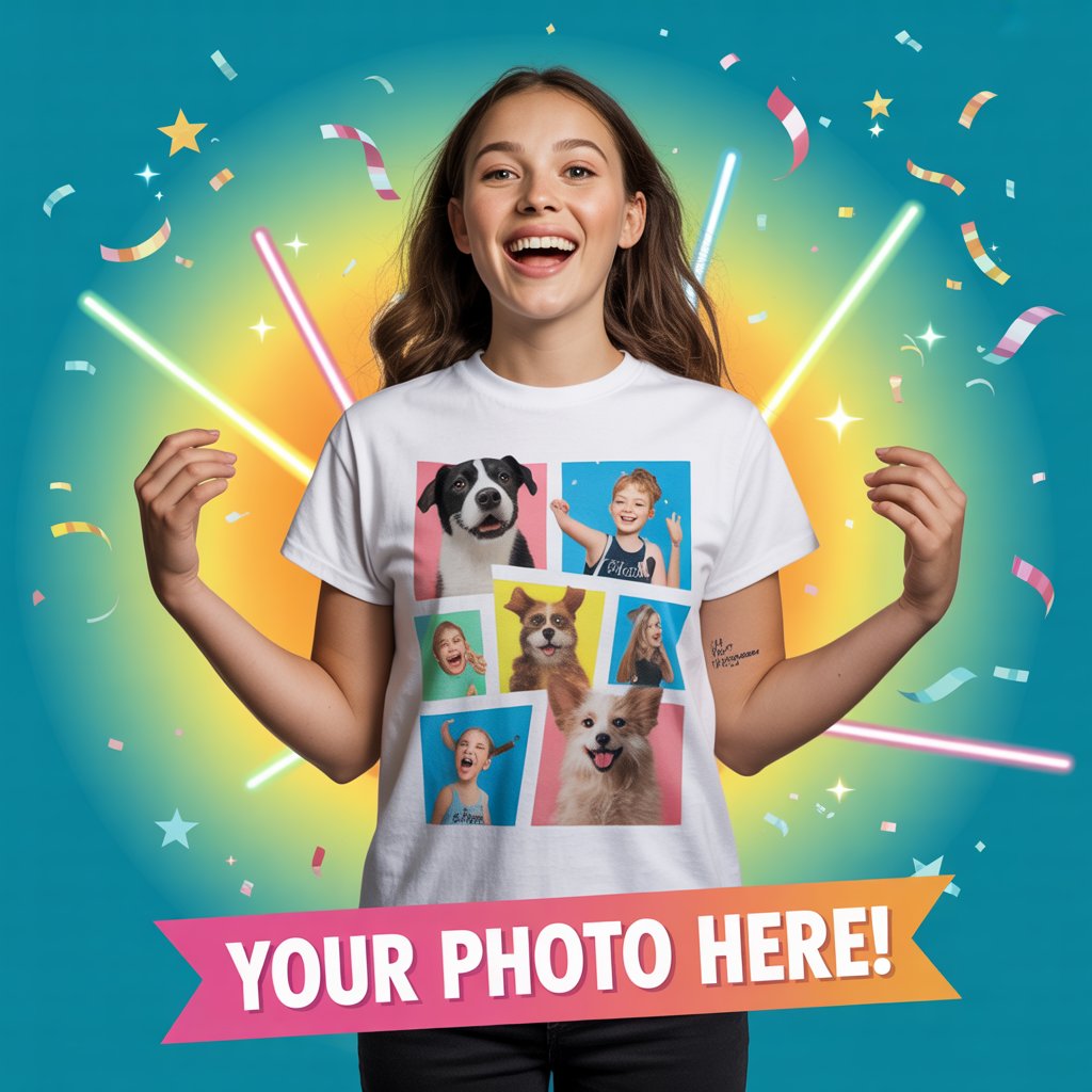 Custom Photo Collage T-Shirt – Personalized Pet & Family Picture Tee, Unique Gift for Birthdays, Anniversaries & Holidays