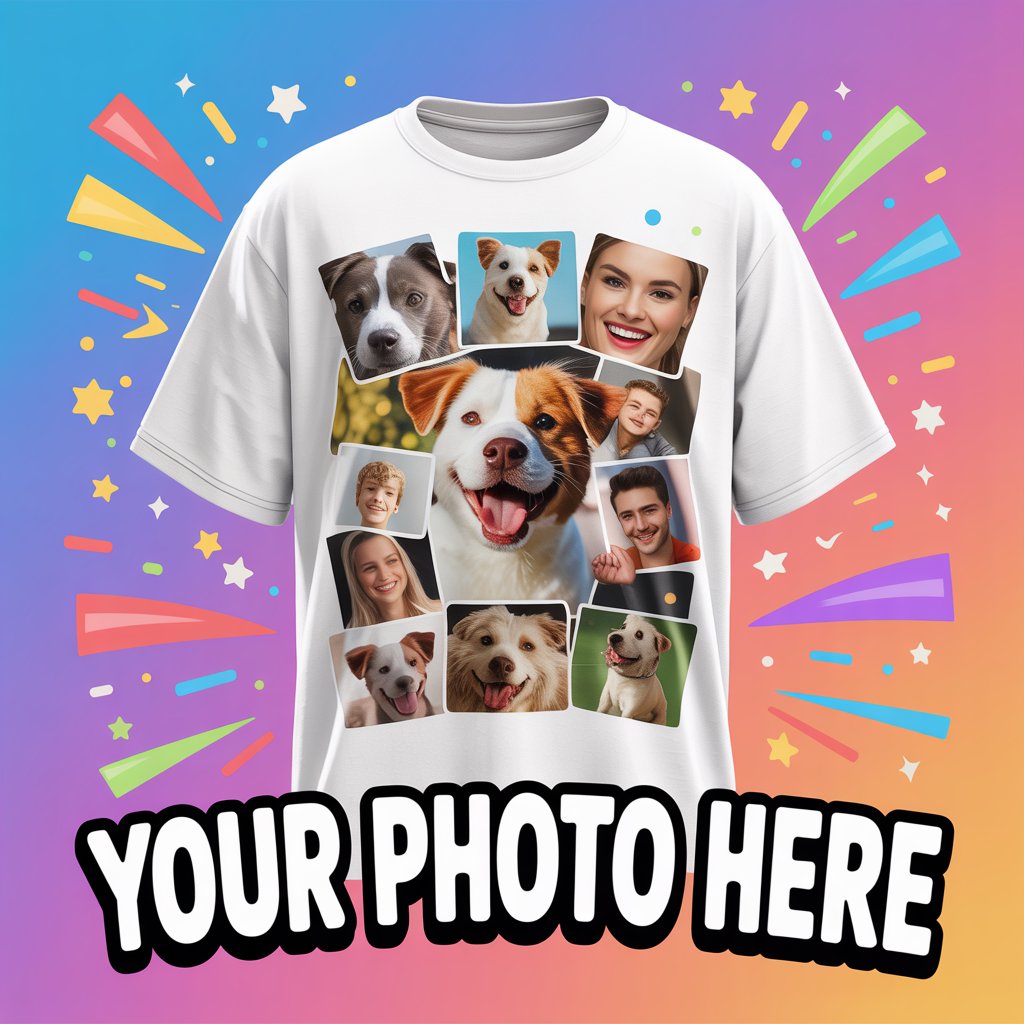 Custom Photo Collage T-Shirt – Personalized Pet & Family Picture Tee, Unique Gift for Birthdays, Anniversaries & Holidays
